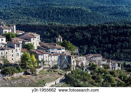 Europe, France, Var, Regional Natural Park of Verdon, Trigance. The perched village. View Large Photo Image Stock Image - Europe, France, Var, Regional Natural Park of Verdon, Trigance. The perched village.. Fotosearch
