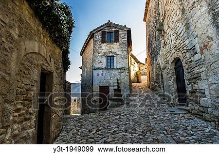 Europe, France, Vaucluse, Luberon. Alleyway in the perched village of Lacoste. View Large Photo Image Stock Photo - Europe, France, Vaucluse, Luberon. Alleyway in the perched village of Lacoste.. Fotosearch