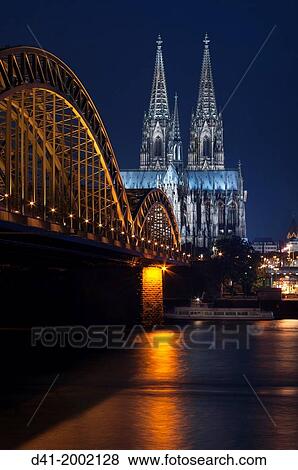 Europe, Germany, Cologne, cathedral and Hohenzollern bridge dusk. View Large Photo Image Stock Photo - Europe, Germany, Cologne, cathedral and Hohenzollern bridge dusk.. Fotosearch