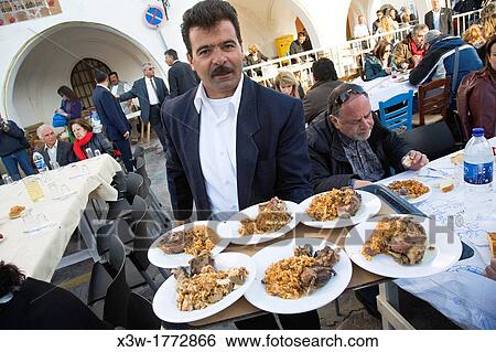 europe, greece, dodecanese, patmos island, skala, feast for the end of easter, rice and lamb View Large Photo Image Stock Photograph - europe, greece, dodecanese, patmos island, skala, feast for the end of easter, rice and lamb. Fotosearch