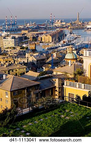 Europe, Italy, Liguria, Genoa port cityscape View Large Photo Image Stock Image - Europe, Italy, Liguria, Genoa port cityscape. Fotosearch