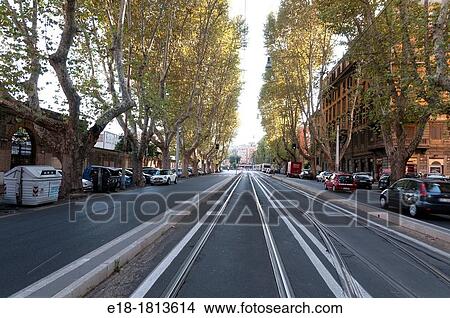 Europe, Italy, Rome, Trastevere Streetcar/tram tracks View Large Photo Image Picture - Europe, Italy, Rome, Trastevere Streetcar/tram tracks. Fotosearch