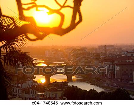 europe, italy, tuscany, florence, Ponte Vecchio at sunset View Large Photo Image Stock Photography - europe, italy, tuscany, florence, Ponte Vecchio at sunset. Fotosearch