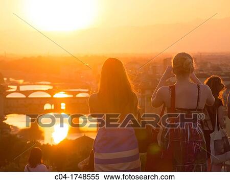 europe, italy, tuscany, florence, Michelangiolo square at sunset and Ponte vecchio View Large Photo Image Stock Photography - europe, italy, tuscany, florence, Michelangiolo square at sunset and Ponte vecchio. Fotosearch