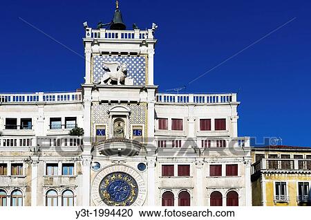 Europe, Italy, Veneto, Venice, classified as World Heritage by UNESCO. St. Mark's Square the clock tower. View Large Photo Image Stock Image - Europe, Italy, Veneto, Venice, classified as World Heritage by UNESCO. St. Mark's Square the clock tower.. Fotosearch