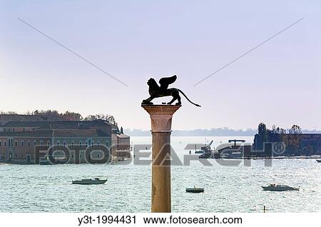 Europe, Italy, Veneto, Venice, classified as World Heritage by UNESCO. St. Mark's Square, the winged lion. View Large Photo Image Stock Image - Europe, Italy, Veneto, Venice, classified as World Heritage by UNESCO. St. Mark's Square, the winged lion.. Fotosearch