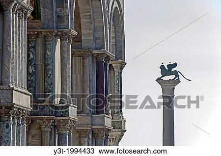 Europe, Italy, Veneto, Venice, classified as World Heritage by UNESCO. St. Mark's Square, the winged lion. View Large Photo Image Stock Image - Europe, Italy, Veneto, Venice, classified as World Heritage by UNESCO. St. Mark's Square, the winged lion.. Fotosearch