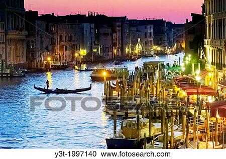 Europe, Italy, Veneto, Venice, classified as World Heritage by UNESCO. Gondola in the grand canal at sunset. View Large Photo Image Stock Image - Europe, Italy, Veneto, Venice, classified as World Heritage by UNESCO. Gondola in the grand canal at sunset.. Fotosearch