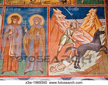 Stock Image - europe, romania, bucovina, humor monastery, frescos.. Fotosearch
