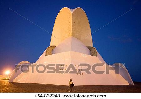 Stock Photo - Europe, Spain. Canary Islands, Santa Cruz de Tenerife. Santiago Calatrava Auditorium. Fotosearch
