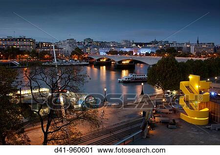Europe, UK, england, London, somerset house, waterloo bridge dusk View Large Photo Image Stock Image - Europe, UK, england, London, somerset house, waterloo bridge dusk. Fotosearch
