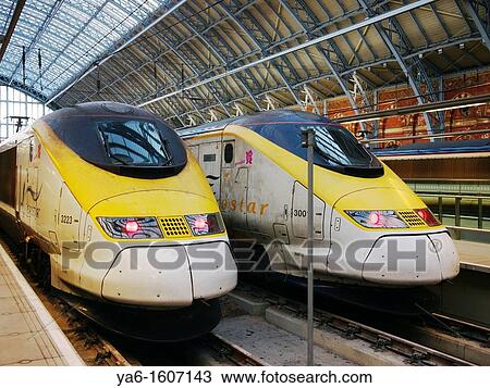 Eurostar trains in St Pancras Station, London View Large Photo Image Stock Image - Eurostar trains in St Pancras Station, London. Fotosearch