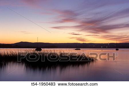 Stock Image - Evening at the Ammersee. Fotosearch