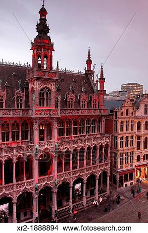 Evening in Grand Place, Brussels, Belgium View Large Photo Image Picture - Evening in Grand Place, Brussels, Belgium. Fotosearch