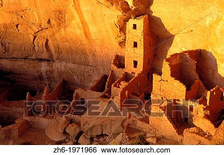Evening light on Square Tower House Ruins, Mesa Verde National Park (World Heritage Site), Colorado USA. View Large Photo Image Stock Photograph - Evening light on Square Tower House Ruins, Mesa Verde National Park (World Heritage Site), Colorado USA.. Fotosearch