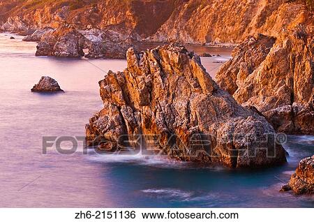 Evening light on the Big Sur coast, Julia Pfeiffer Burns State Park, California USA. View Large Photo Image Stock Photograph - Evening light on the Big Sur coast, Julia Pfeiffer Burns State Park, California USA.. Fotosearch