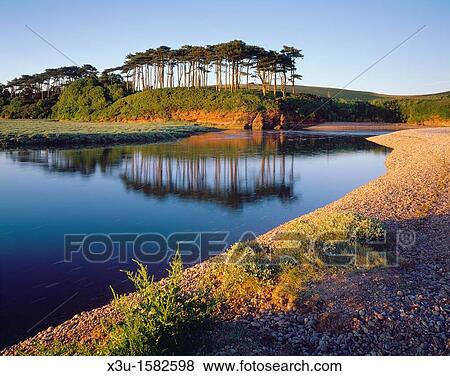 Evening light over the River Otter Estuary in the Otter Estuary Nature Reserve by the Beach at Budleigh Salterton, Devon, England, United Kingdom View Large Photo Image Stock Photo - Evening light over the River Otter Estuary in the Otter Estuary Nature Reserve by the Beach at Budleigh Salterton, Devon, England, United Kingdom. Fotosearch