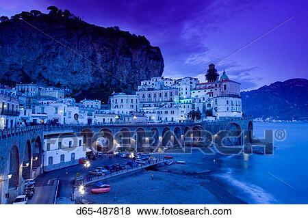 Evening Town View. Atrani. Amalfi coast. Campania. Italy. View Large Photo Image Stock Photo - Evening Town View. Atrani. Amalfi coast. Campania. Italy.. Fotosearch