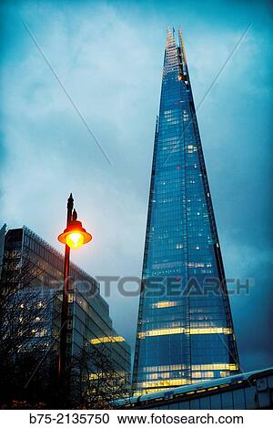 Stock Image - Evening view of The Shard building, tallest building in the European Union, London, England, UK, Europe. Fotosearch