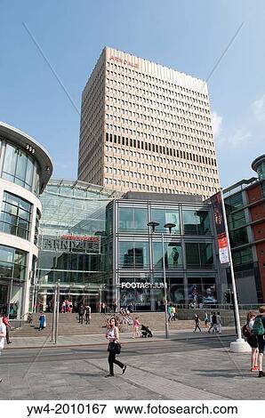 Stock Photo - Exchange Square with Arndale Shopping Centre, Manchester, UK.. Fotosearch