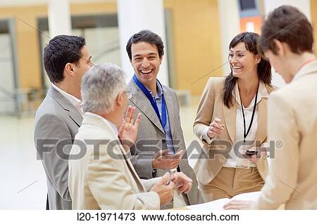 Stock Image - Executives at Convention Center, Business, Donostia, San Sebastian, Basque Country, Spain.. Fotosearch