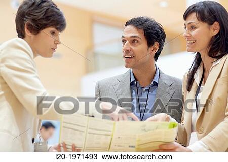 Stock Image - Executives at Convention Center, Business, Donostia, San Sebastian, Basque Country, Spain.. Fotosearch
