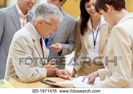 Stock Photograph - Executives at Convention Center, Business, Donostia, San Sebastian, Basque Country, Spain.. Fotosearch