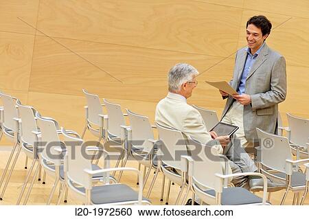 Stock Image - Executives at Convention Centre, Coaching, Business, Donostia, San Sebastian, Basque Country, Spain.. Fotosearch