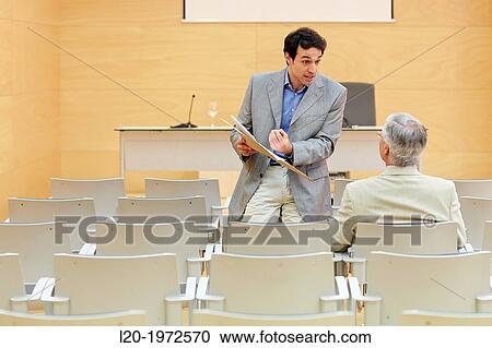 Stock Image - Executives at Convention Centre, Coaching, Business, Donostia, San Sebastian, Basque Country, Spain.. Fotosearch
