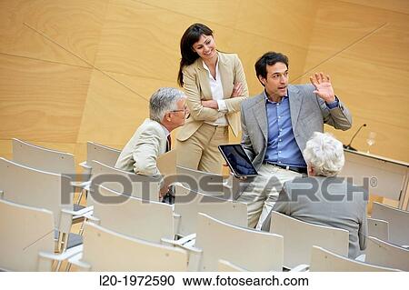 Stock Image - Executives at Convention Centre, Coaching, Business, Donostia, San Sebastian, Basque Country, Spain.. Fotosearch