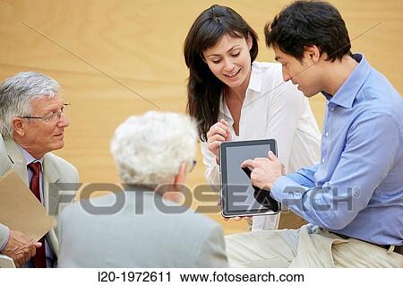 Stock Image - Executives at Convention Centre, Coaching, Business, Donostia, San Sebastian, Basque Country, Spain.. Fotosearch