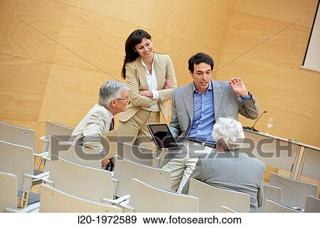 Stock Photo - Executives at Convention Centre, Coaching, Business, Donostia, San Sebastian, Basque Country, Spain.. Fotosearch