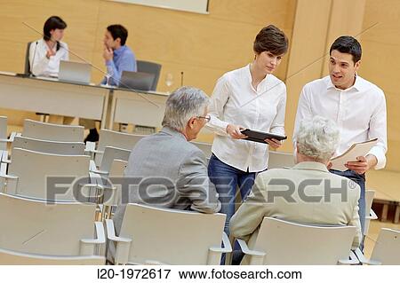 Stock Photo - Executives at Convention Centre, Coaching, Business, Donostia, San Sebastian, Basque Country, Spain.. Fotosearch