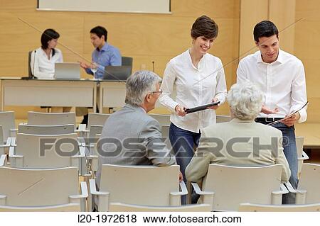 Stock Photo - Executives at Convention Centre, Coaching, Business, Donostia, San Sebastian, Basque Country, Spain.. Fotosearch