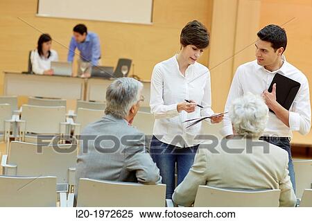 Stock Photography - Executives at Convention Centre, Coaching, Business, Donostia, San Sebastian, Basque Country, Spain.. Fotosearch