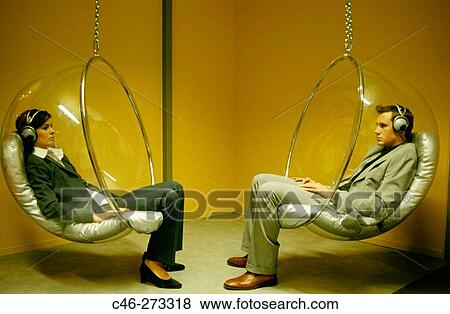 Executives sit in? Bubble Chairs? (designed by Eero Aarnio, 1968) View Large Photo Image Stock Photo - Executives sit in? Bubble Chairs? (designed by Eero Aarnio, 1968). Fotosearch