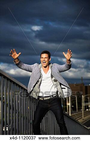 Stock Photo - Exhilarated man. Fotosearch