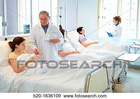 Stock Photo - Experimental phase clinical trial, Taking medication, Clinical Trials Unit, Testing in Phase 1, the first drug administration in humans. Fotosearch