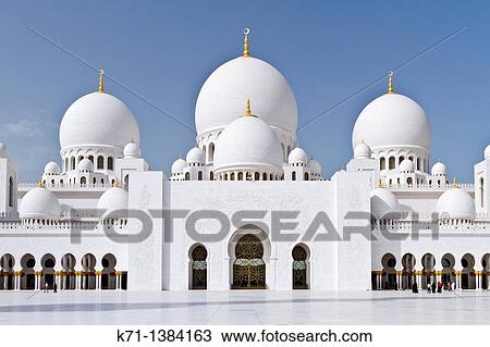 Exterior domes, arches and minarets of the the Sheikh Zayed Grand Mosque in Abu Dhabi, UAE View Large Photo Image Stock Image - Exterior domes, arches and minarets of the the Sheikh Zayed Grand Mosque in Abu Dhabi, UAE. Fotosearch