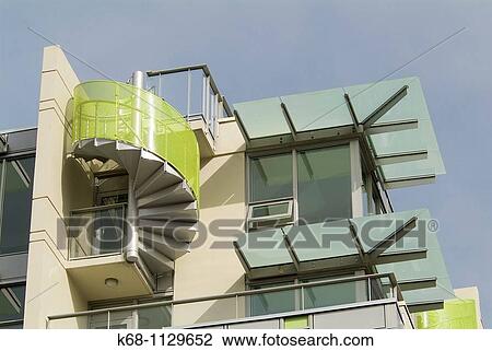 external stairway on new condo building in Vancouver, BC, Canada View Large Photo Image Stock Image - external stairway on new condo building in Vancouver, BC, Canada. Fotosearch