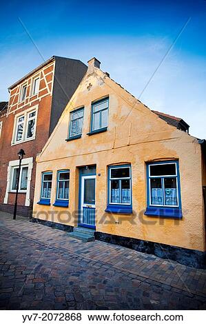 Facade. Husum, North Friesian Islands, Schleswig-Holstein, Germany, Europe. View Large Photo Image Stock Photo - Facade. Husum, North Friesian Islands, Schleswig-Holstein, Germany, Europe.. Fotosearch