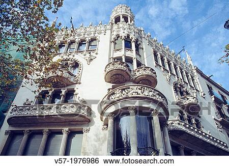 Facade of Amatller House, view from below. Barcelona, Catalonia, Spain. View Large Photo Image Stock Photograph - Facade of Amatller House, view from below. Barcelona, Catalonia, Spain.. Fotosearch