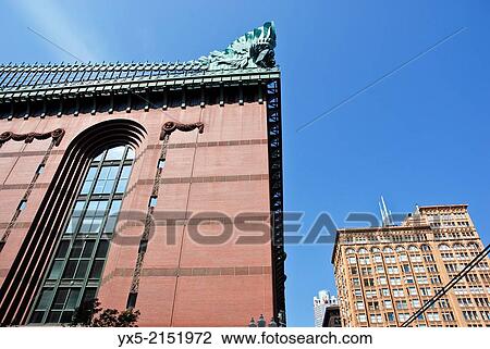 Stock Image - Facade of Chicago Public Library.. Fotosearch