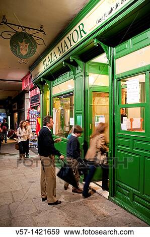 Facade of Plaza Mayor restaurant, Gerona street. Madrid, Spain. View Large Photo Image Stock Photo - Facade of Plaza Mayor restaurant, Gerona street. Madrid, Spain.. Fotosearch