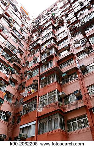 Facade of residential building, Hong Kong Island, China, East Asia. View Large Photo Image Stock Photo - Facade of residential building, Hong Kong Island, China, East Asia.. Fotosearch