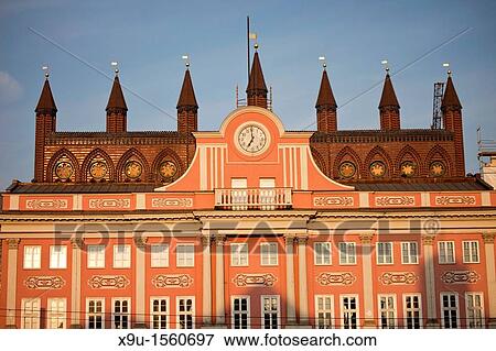 facade of the town hall, Rostock, Mecklenburg-Vorpommern, Germany View Large Photo Image Stock Photo - facade of the town hall, Rostock, Mecklenburg-Vorpommern, Germany. Fotosearch