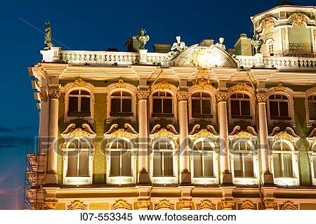 Facade of the Winter Palace of the Hermitage Museum at night. St Petersburg. Russia View Large Photo Image Stock Photography - Facade of the Winter Palace of the Hermitage Museum at night. St Petersburg. Russia. Fotosearch