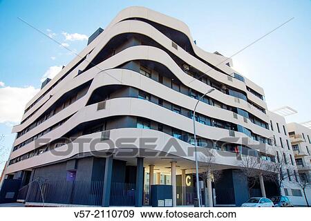 Facade of Vallecas 28 building. Ensanche de Vallecas, Madrid, Spain. View Large Photo Image Stock Photo - Facade of Vallecas 28 building. Ensanche de Vallecas, Madrid, Spain.. Fotosearch