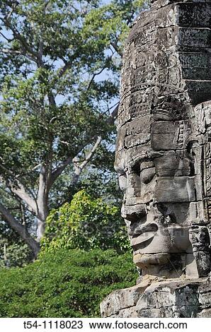 Face of the Lokeshwaram at Bayon Temple in the Forest of Angker View Large Photo Image Stock Image - Face of the Lokeshwaram at Bayon Temple in the Forest of Angker. Fotosearch