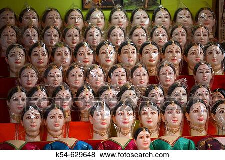 Stock Photo - Faces of Goddess Gouri, Pune, Maharashtra, India. Fotosearch